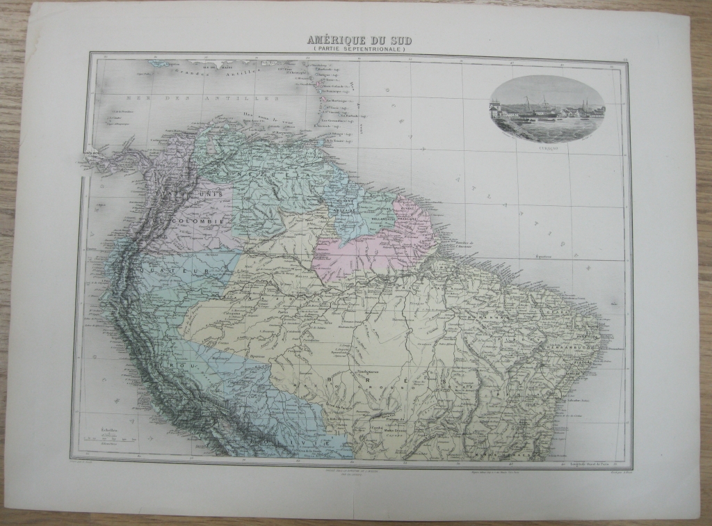 Mapa de América del Sur (Parte Septentrional), ca. 1870. C. H. Lacoste/J.Migeon/A.Bixet